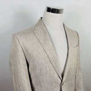 Black Brown Medium Sport Coat Linen Blend Sport Coat Two Button Peak Lapel